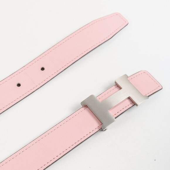 Hermes Pink and Etoupe Reversible H Belt - Picture 6 of 9